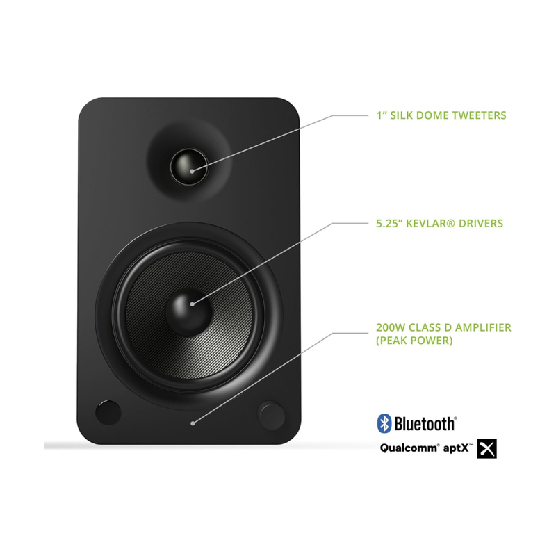 Kanto YU6MB Powered Bookshelf Speakers with Bluetooth and Phono Preamp, Type F and Type G Power Cords, Matte Black (Sold in Pairs) - Image 3