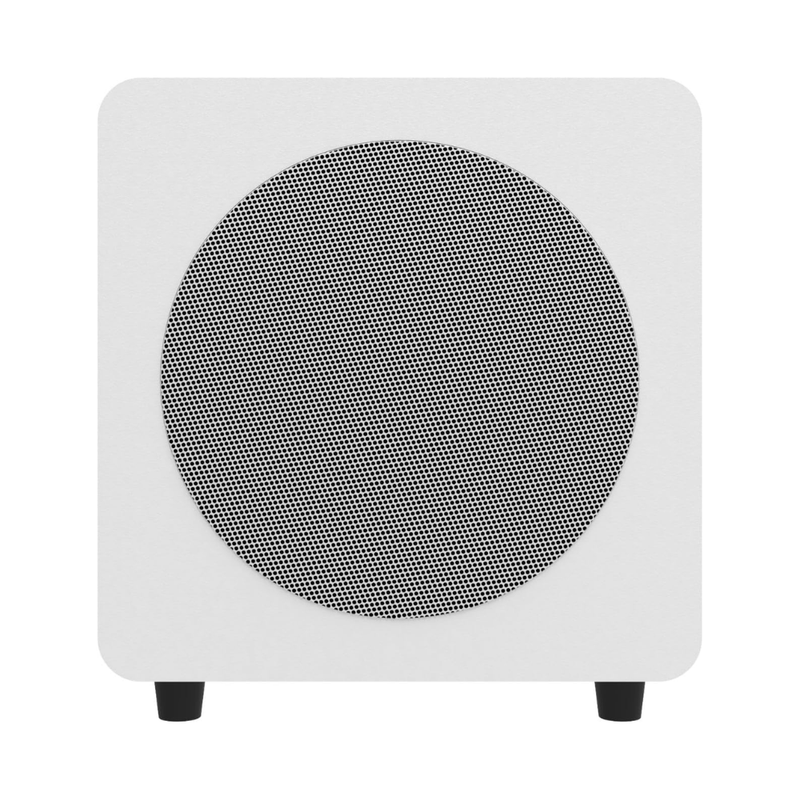 Kanto SUB8 Sealed Powered Subwoofer, 300W Peak Power, 8" Woofer, Vinyl, Type C and Type G Power Cords, Matte White / White Grille - Image 4