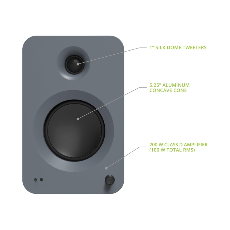 Kanto REN 200W Powered Speaker System with HDMI ARC Input, with Bluetooth 5.3 & USB-C Input, Type G Power Cord, Matte Grey (Sold in Pairs) - Image 5