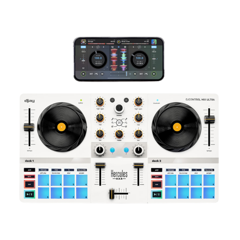 Hercules DJControl Mix Ultra DJ Controller, Compatible with Smartphones and Tablets (iOS/Android) - Image 1