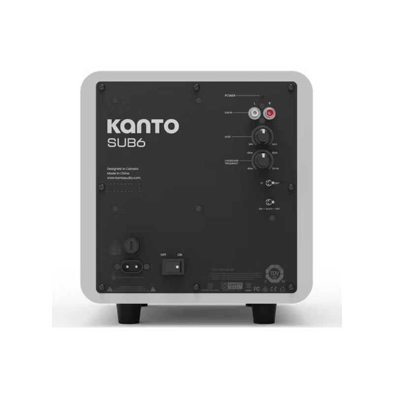 Kanto SUB6 Sealed Powered Subwoofer, 200W Peak Power, 6" Woofer, Vinyl, Type C and Type G Power Cords, Matte White - Image 2