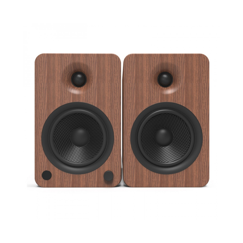 Kanto YU6MB Powered Bookshelf Speakers with Bluetooth and Phono Preamp, Type F and Type G Power Cords, Walnut (Sold in Pairs) - Image 1