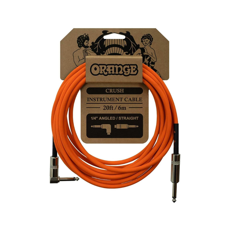 Orange Crush 20' Instrument Cable, Angled to Straight Connector, Orange - Image 1