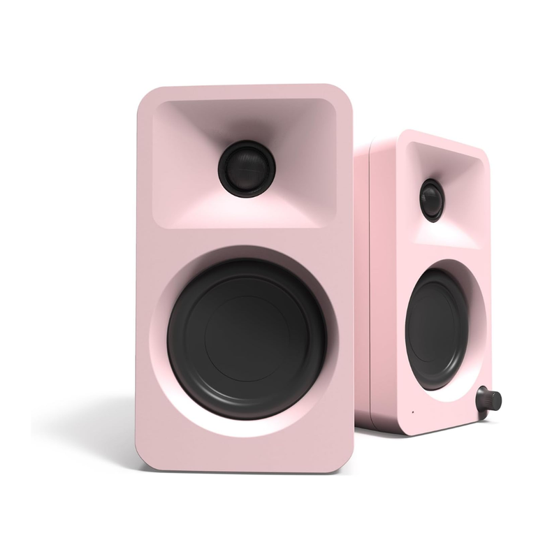 Kanto ORAMP 100W Powered Reference Desktop Speakers with Bluetooth 5.0 and USB-C Input, Type G Power Cord, Matte Pink (Sold in Pairs) - Image 1